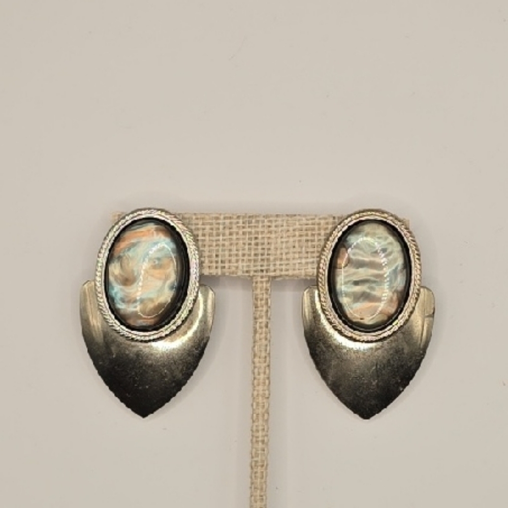 Silver and Abalone Shell Earrings